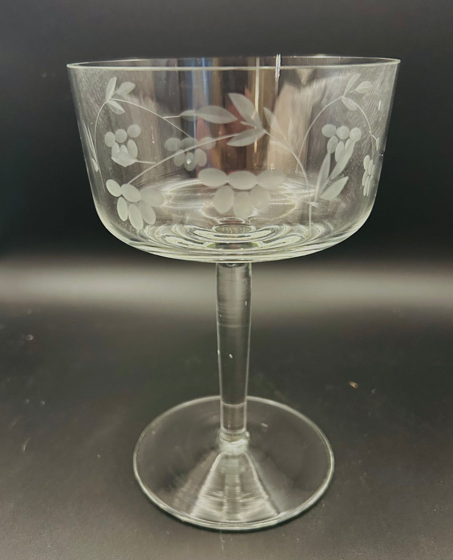 Vintage Etched Champagne/Dessert Glasses - Set of 5