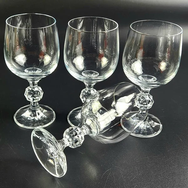 Vintage Bohemia Claudia Wine Glass Set of 6 Fine Lead Crystal Stemware 8 oz